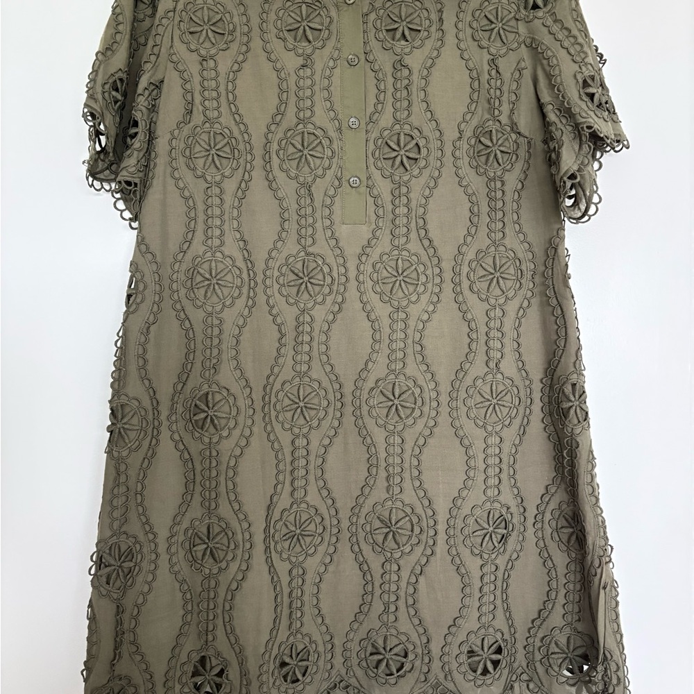 NEW WITH TAGS!!!! English Factory Olive Lace-Trim Polo Mini Dress - Picture 4 of 8